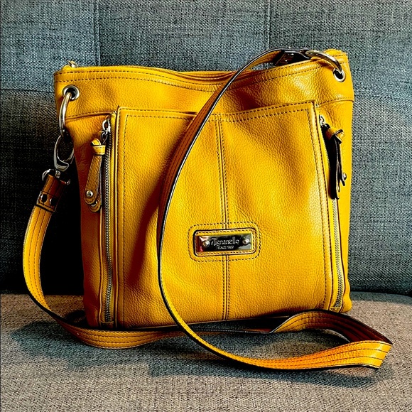 Tignanello Vintage Sunrise Leather Crossbody Bag 12.5”x11”x2.5”Preloved - Picture 1 of 12